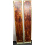 A pair of Art Nouveau plaques. 154 cm high; 27 cm wide.