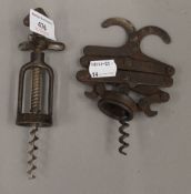 Two vintage corkscrews