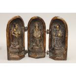 A Chinese bronze triptych shrine