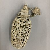 A Chinese white metal bottle pendant