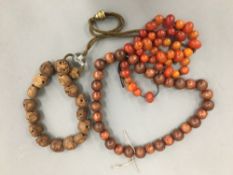 Three Chinese bead necklaces,