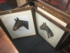 A collection of racehorse portraits by MARY BROWNING and ADRIAN FALON?, pastels,