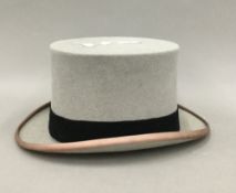 A Harrods grey felt top hat,