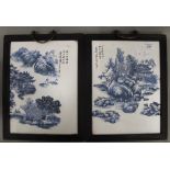 A pair of Chinese blue and white plaques