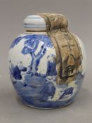A Chinese blue and white porcelain ginger jar