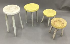 Four vintage painted stools