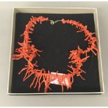 A coral necklace