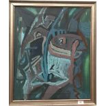 A 1960s Contemporary Art School, Cubist Face, oil on canvas,