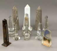 A collection of small model obelisks