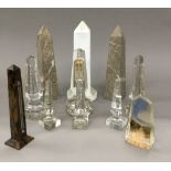 A collection of small model obelisks