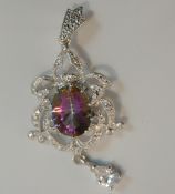 A silver cubic zirconia pendant