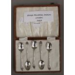 A straight set of five bright cut coffee spoons by George Maudsley Jackson of London 1883,