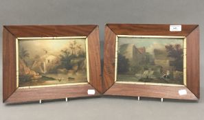 A pair of 19th century oils on panel, each depicting a Rural Watermill,