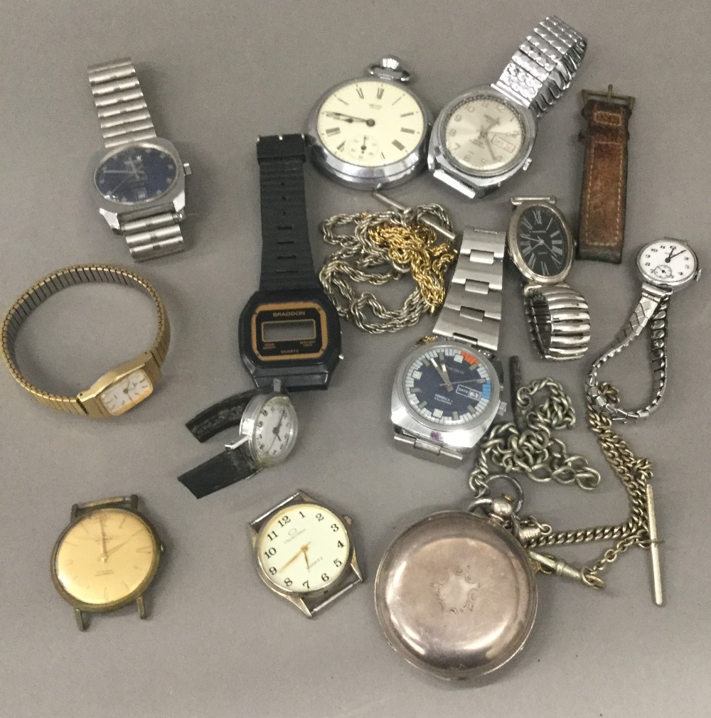 A silver pocket watch and a quantity of various watches