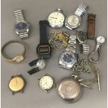 A silver pocket watch and a quantity of various watches