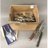 A quantity of various silver and plated cutlery