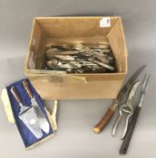 A quantity of various silver and plated cutlery