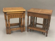 Two oak nests of tables