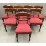 A set of eight Victorian mahogany bar back dining chairs