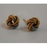 A pair of 9 ct gold knot earrings
