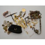 A quantity of costume jewellery, coins, etc.