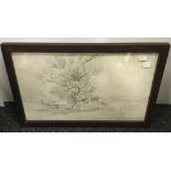 J G GRAHAM, On the Banks of the Stour, Nayland, pencil sketch, signed and dated Aug 4th 1869,
