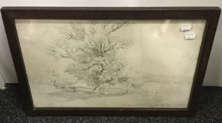 J G GRAHAM, On the Banks of the Stour, Nayland, pencil sketch, signed and dated Aug 4th 1869,