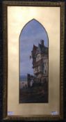 CONTINENTAL SCHOOL, Gothic Coastal House, oil on card,