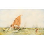 Attributed to WILLIAM CALLOW (1812-1908) British, Shipping in Choppy Waters, watercolour, signed,