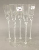 Five Air Twist stem liqueur glasses