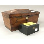 A 19th century rosewood tea caddy and another small box