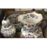 A quantity of various Masons Ironstone, including a wash jugs, a chamber pot, vases, etc.