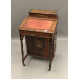 A Victorian inlaid rosewood Davenport