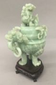 A Chinese hardstone censer and cover,