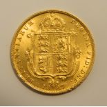 A gold half sovereign,