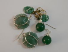 Two pairs of jade earrings