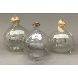 Three vintage glass wasp traps