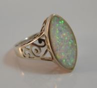 A silver and opal ring