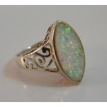 A silver and opal ring