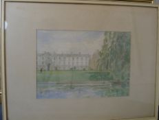 MARY McCROSSAN (1864-1934) British, King's College from The Backs, Cambridge, watercolour,