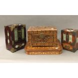 Two jade fronted jewellery boxes,