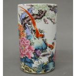 A Chinese porcelain brush pot