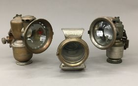 Three vintage car lights