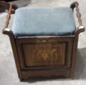 A Victorian inlaid rosewood piano stool