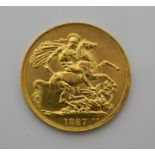 An 1887 gold £2 coin