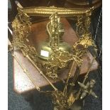 A Victorian gilt metal hanging oil lamp and a brass companion set