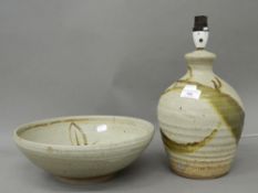 A Studio pottery bowl and a lamp