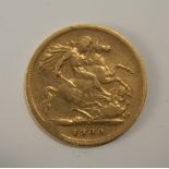 A gold half sovereign,