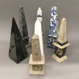 A collection of various model obelisks