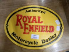 A cast iron Royal Enfield plaque